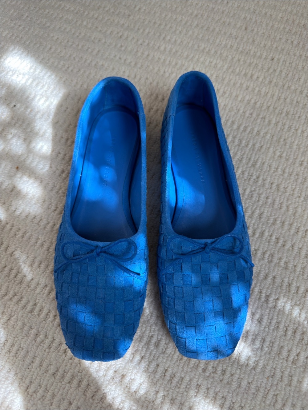 Freda Salvador Suede Woven Ballet Flats in Cobalt Blue